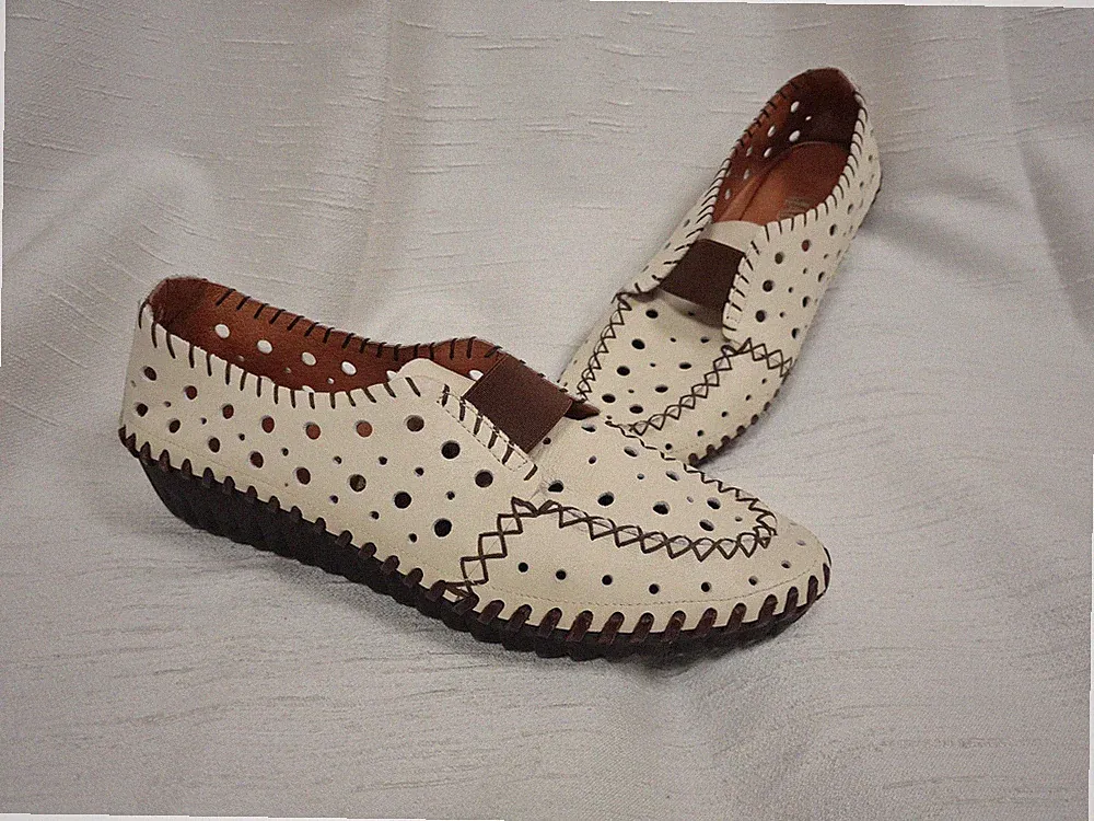 Madeleine Loafer Slipper Wedges creme Leder 41 neuwertig