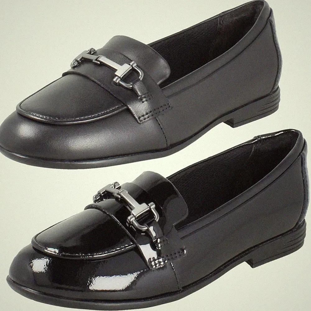 Mädchen Clarks Horse Bit Trim Leder Slip-On Loafer Schulschuhe "Finja Loafer"