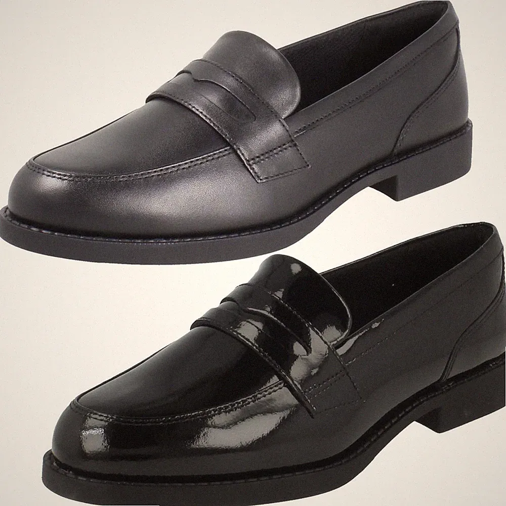 Mädchen Clarks Leder Penny Loafer Slip-On Schulschuhe 'Tapa Edge'