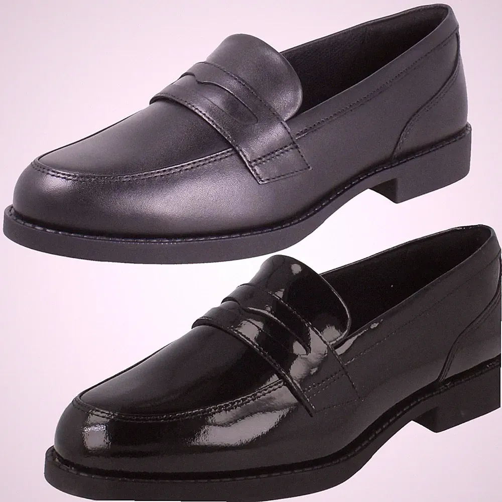 Mädchen Clarks Leder Penny Loafer Slip-On Schulschuhe "Tapa Edge"
