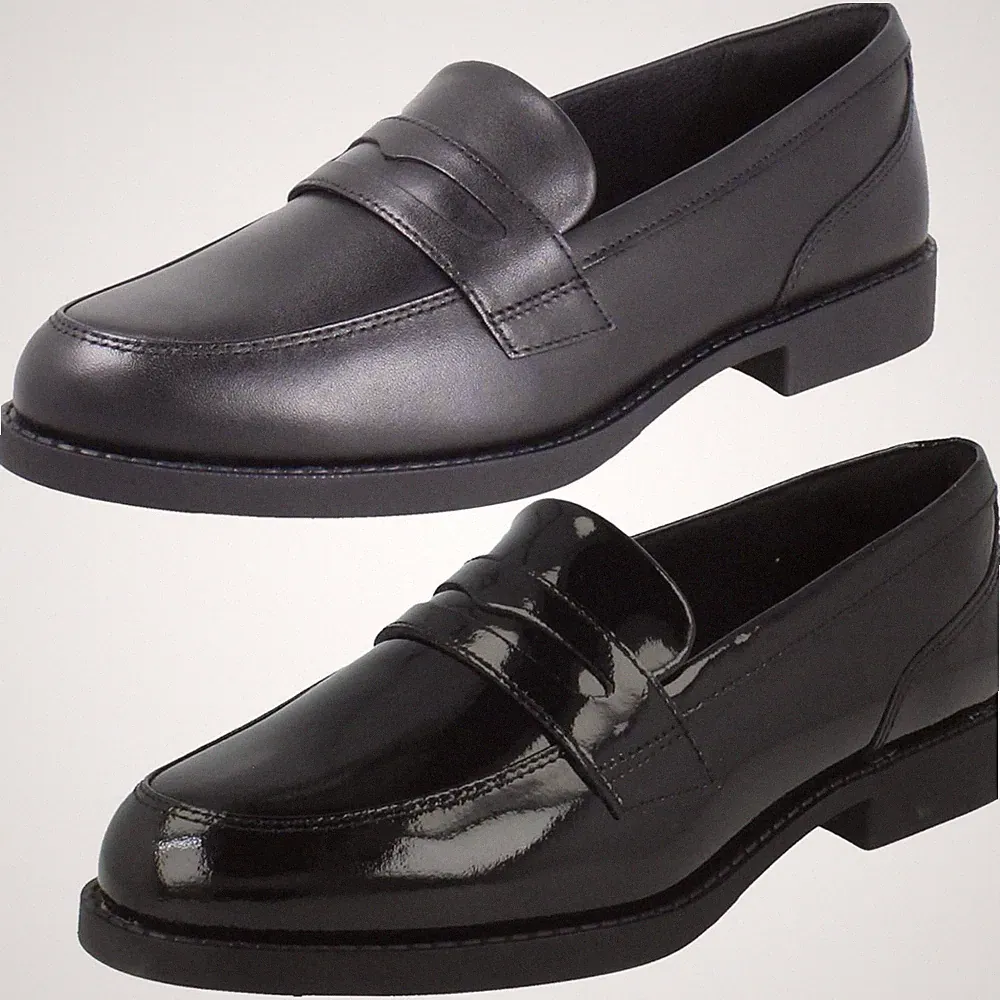 Mädchen Clarks Leder Penny Loafer Slip-On Schulschuhe, Tapa Kante