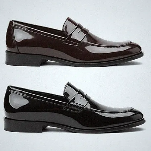 Männer Patent Kunstleder Formelle Kleid Penny Loafer Schuhe