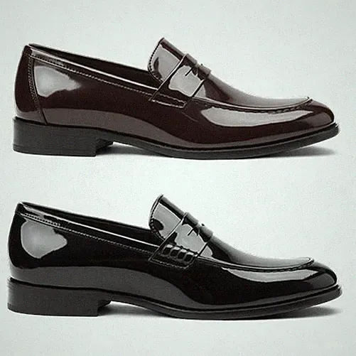 Männer Patent Kunstleder Formelle Kleid Penny Loafer Schuhe