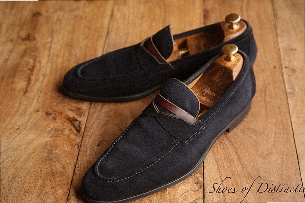 Magnanni Blau Wildleder Schuhe Penny Loafer Herren UK 8 US 9 EU 42