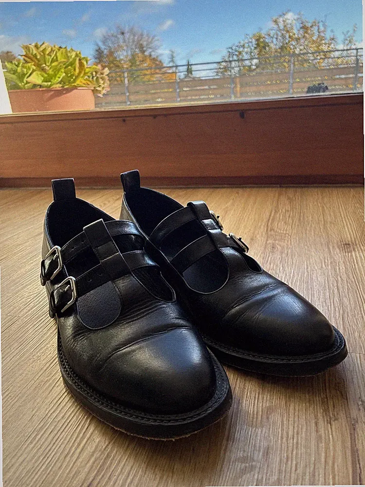 Maje Double Monk Strap Loafer Gr. 39 Schwarz Leder Silber Made in Portugal