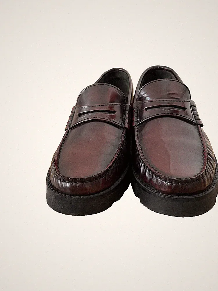 Mango Damen Halbschuhe Halbschuhe Leder Bordeaux Track Sohle Größe 38