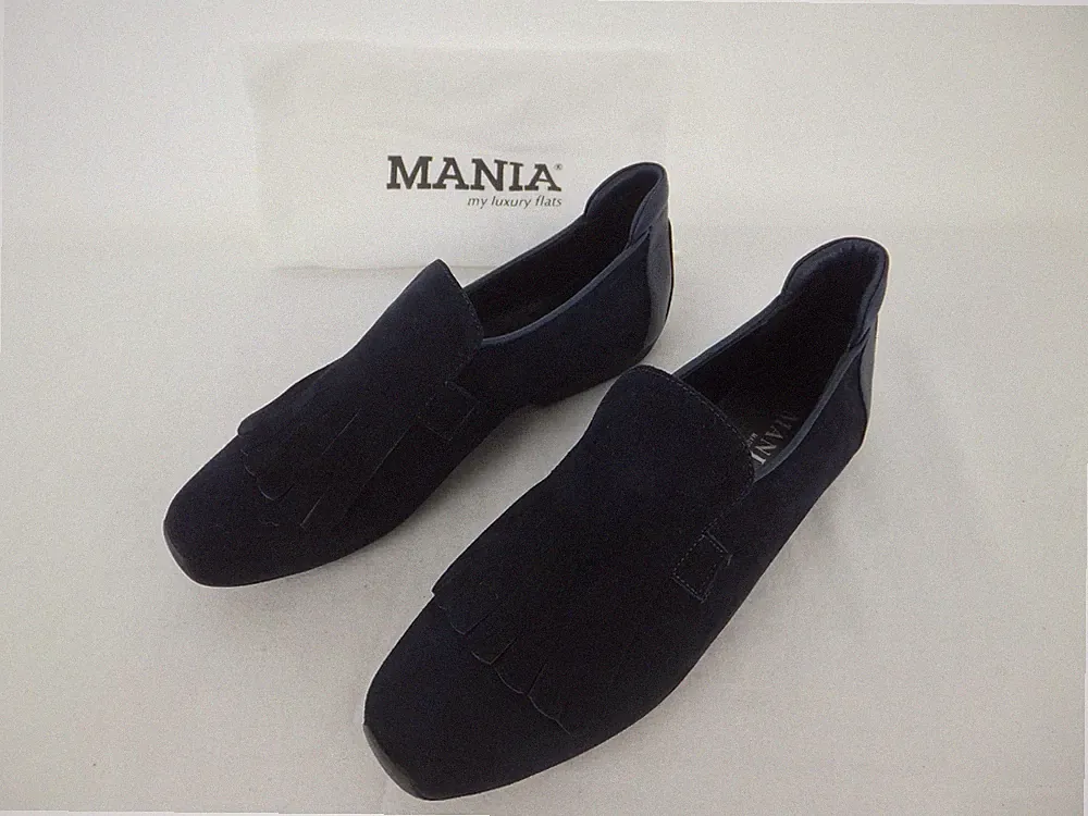 MANIA Schuhe - 38 - dunkelblau - NEU mit Dustbag - Materialmix - Loafer Slipper