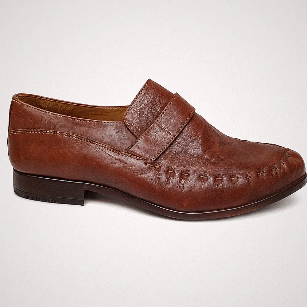 MANZ Herren Slipper Echtleder Braun Gr. 43 Loafer Business Schuhe