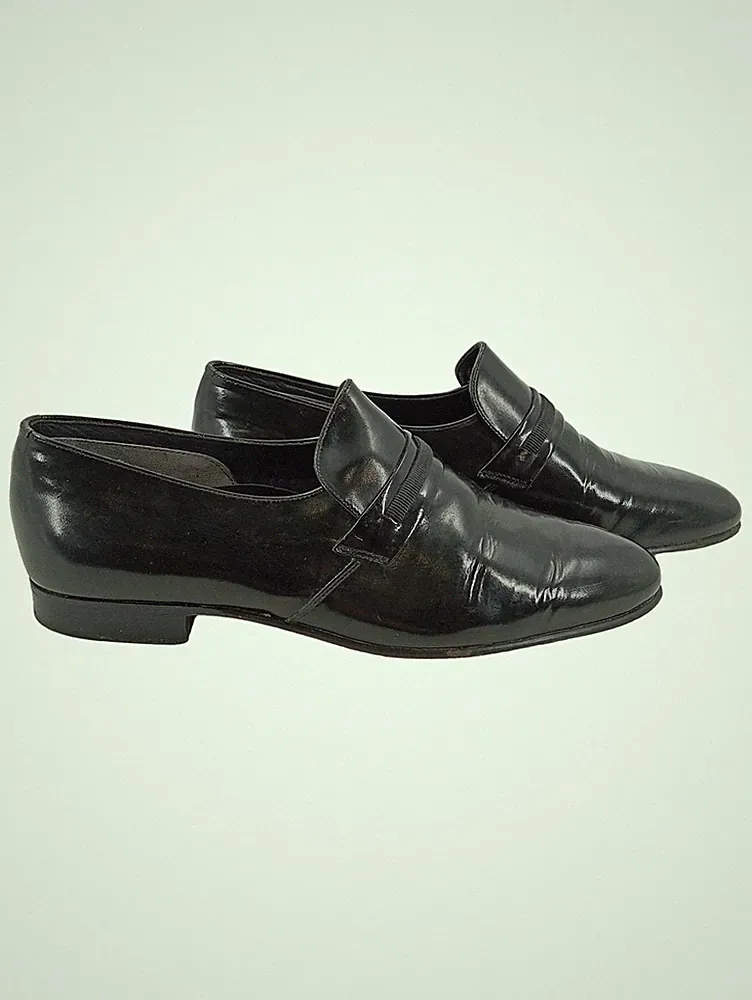 Manz Penny Loafer Slipper Herren Leder Klassisch Schwarz Gr. 40