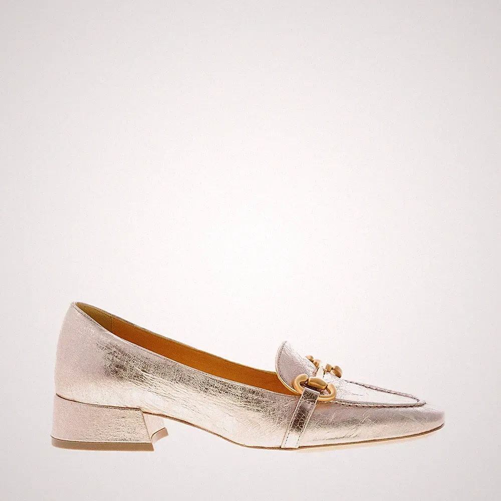 Gold Leder-Loafer