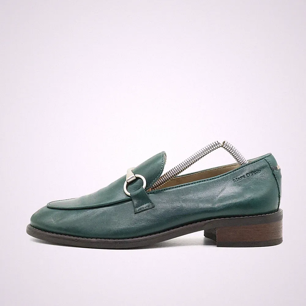 Marc O'Polo Damen Loafer EU 37.5 grün Schuhe Mokassin