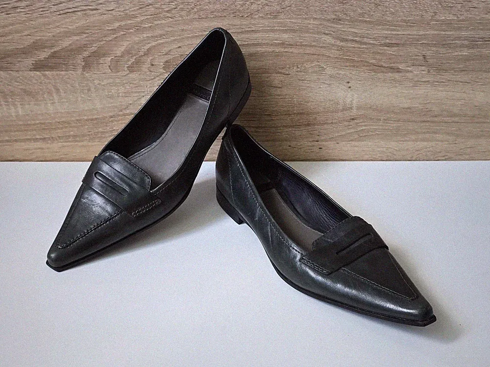 Marc O´Polo Leder Pumps Slipper Penny Loafer Mokassin Schwarz Gr. 5 = 38