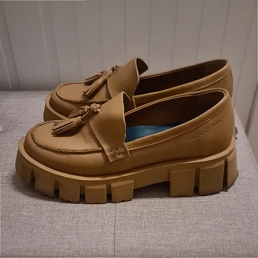 Marc O'Polo Slipper Loafer Leder Beige Quasten Profilsohle EU 37