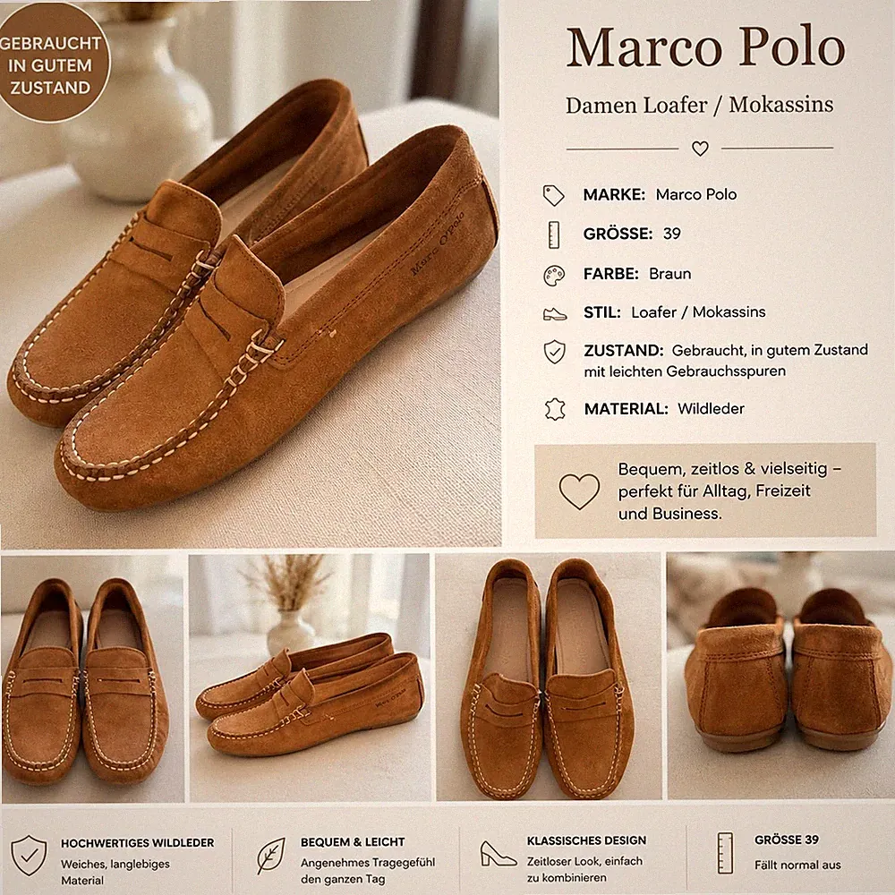 MARCO POLO Damen Loafer/ Mokassins, Gebraucht, Größe 39