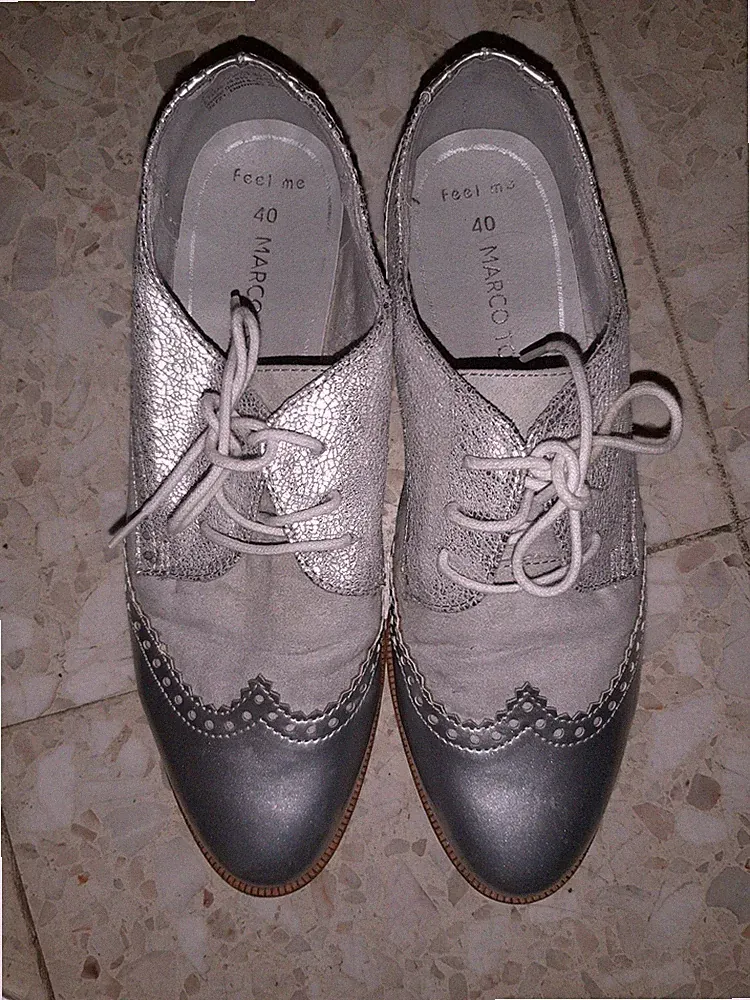 Marco Tozzi Budapester Loafer Silber Halbschuhe 40
