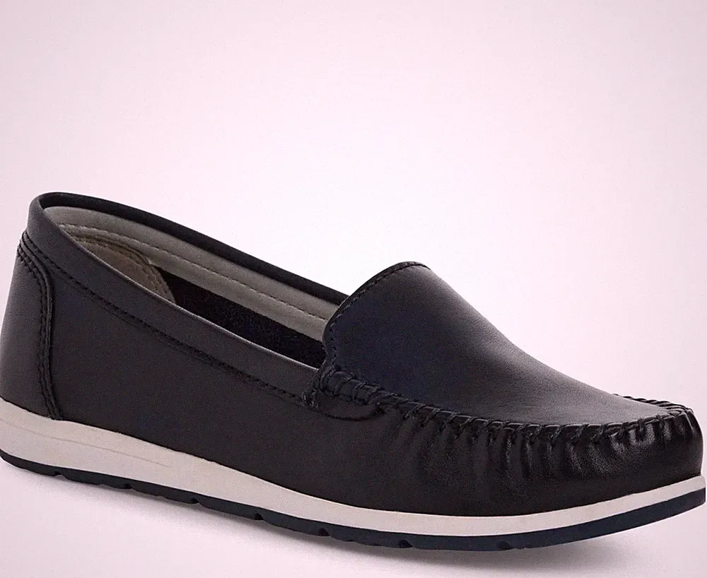 Marco Tozzi Damen Blaue Leder Loafer Freizeit 24600-805