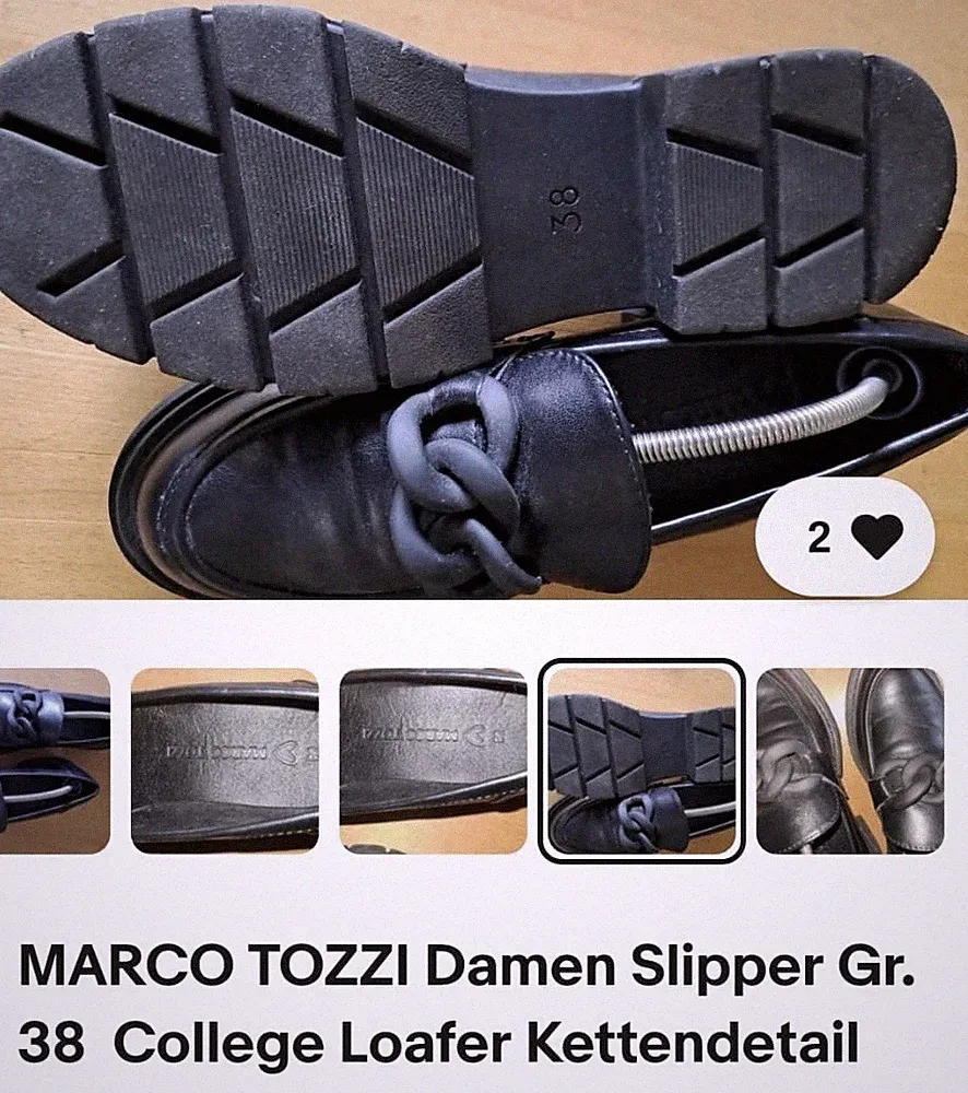 MARCO TOZZI Damen Slipper Gr.38 College Loafer Kettendetail