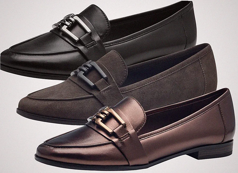 MARCO TOZZI Damen Slipper Leder Loafer Kettendetail 2-24201-43