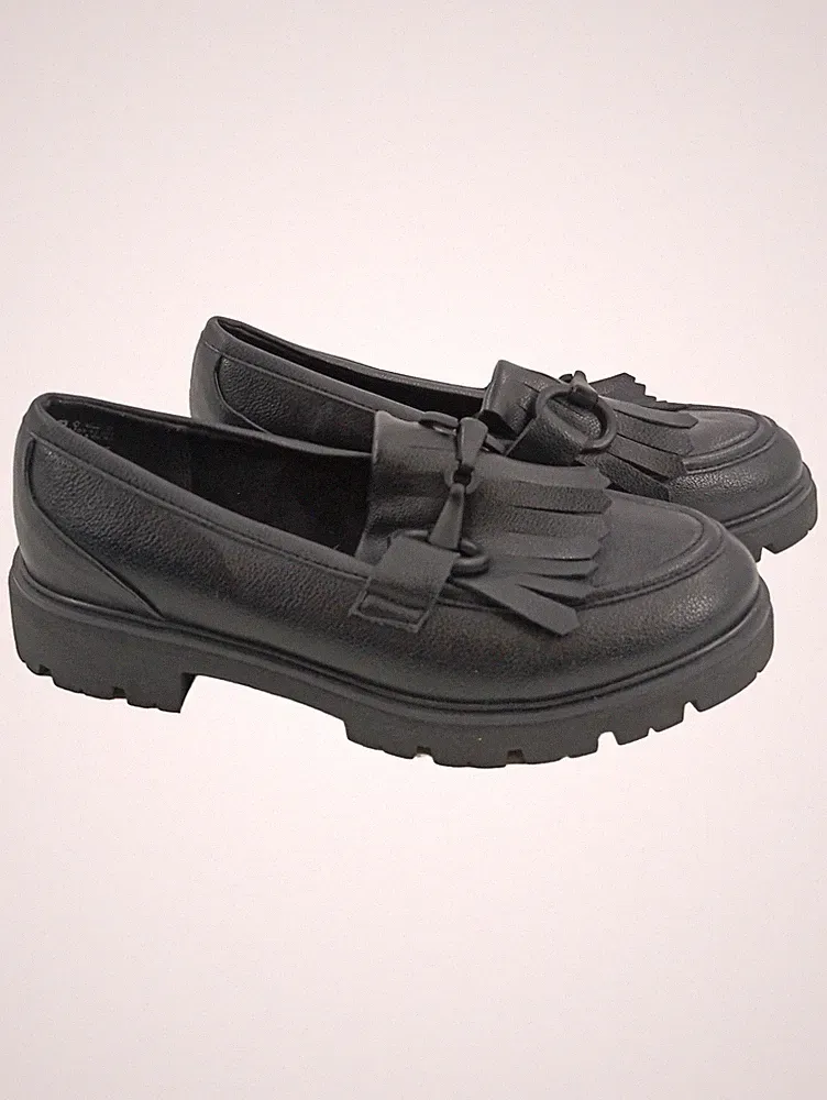 MARCO TOZZI Damen Slipper Loafer mit Quaste Gr. 38 Schwarz Modisch
