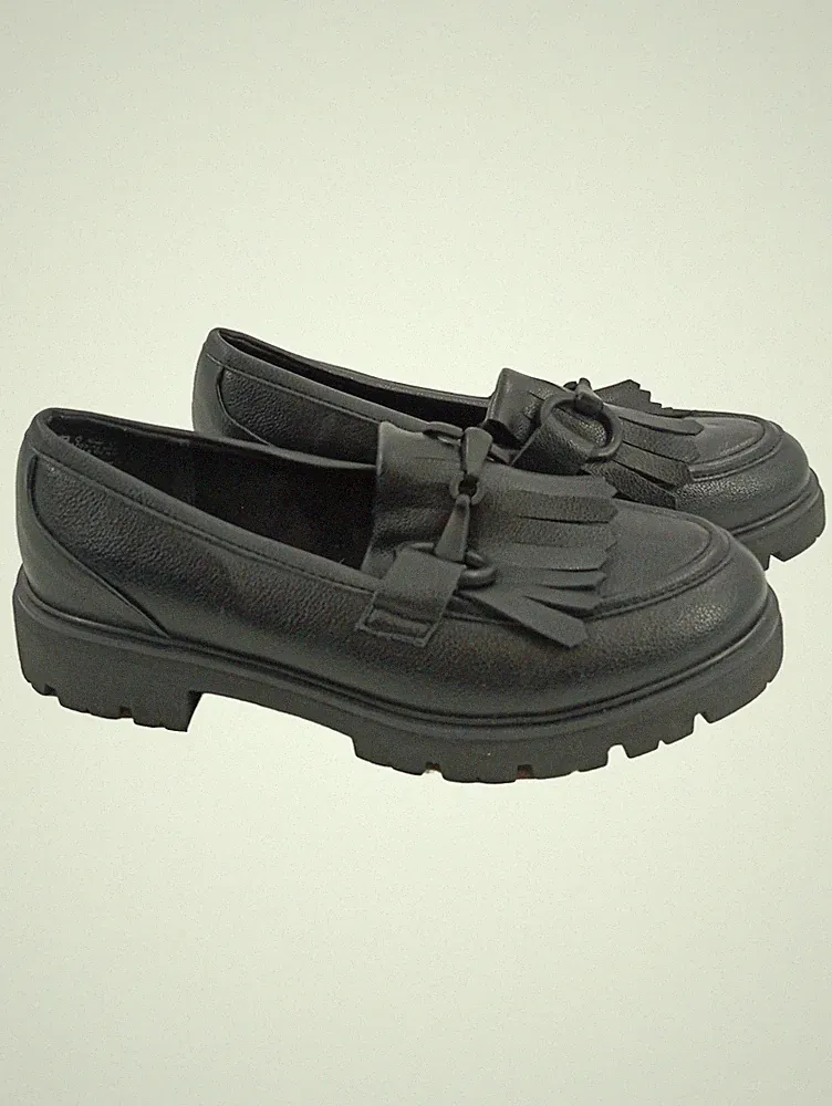 MARCO TOZZI Damen Slipper Loafer mit Quaste Gr. 38 Schwarz Modisch
