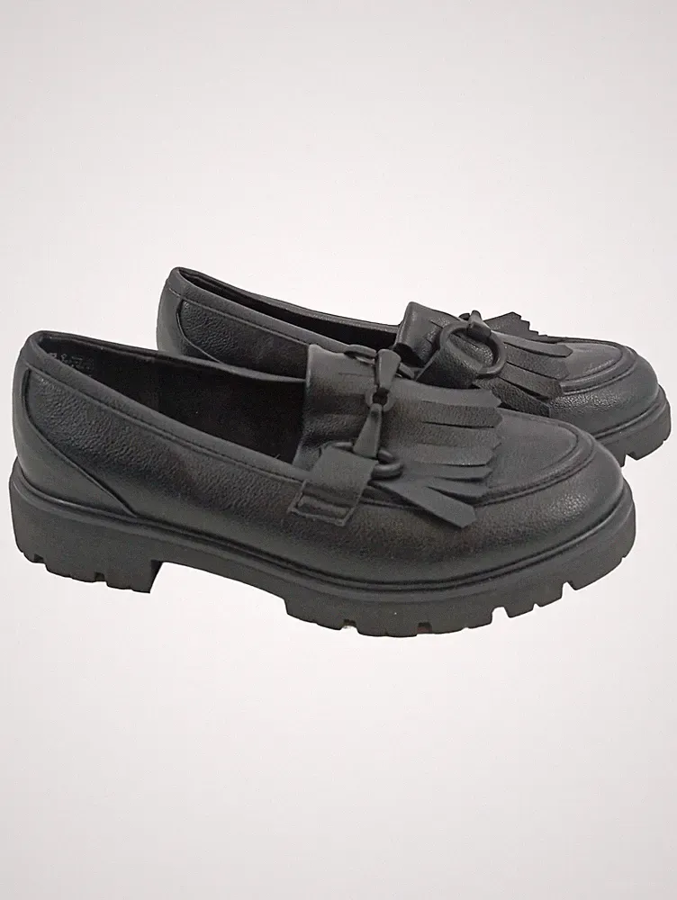 MARCO TOZZI Damen Slipper Loafer mit Quaste Gr. 38 Schwarz Modisch