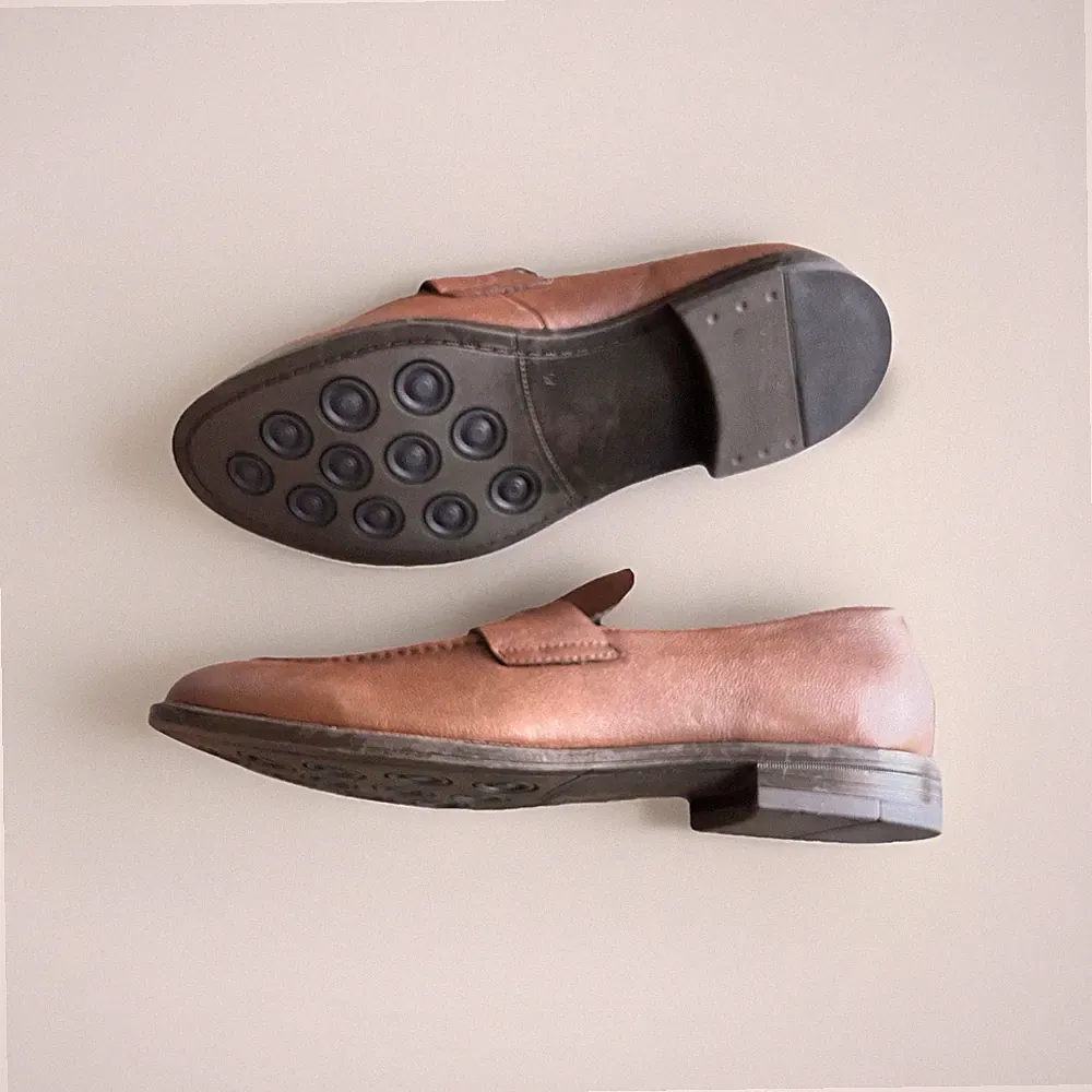 Marco Tozzi Slipper Loafers Halbschuhe Leder Herren Braun Größe 42