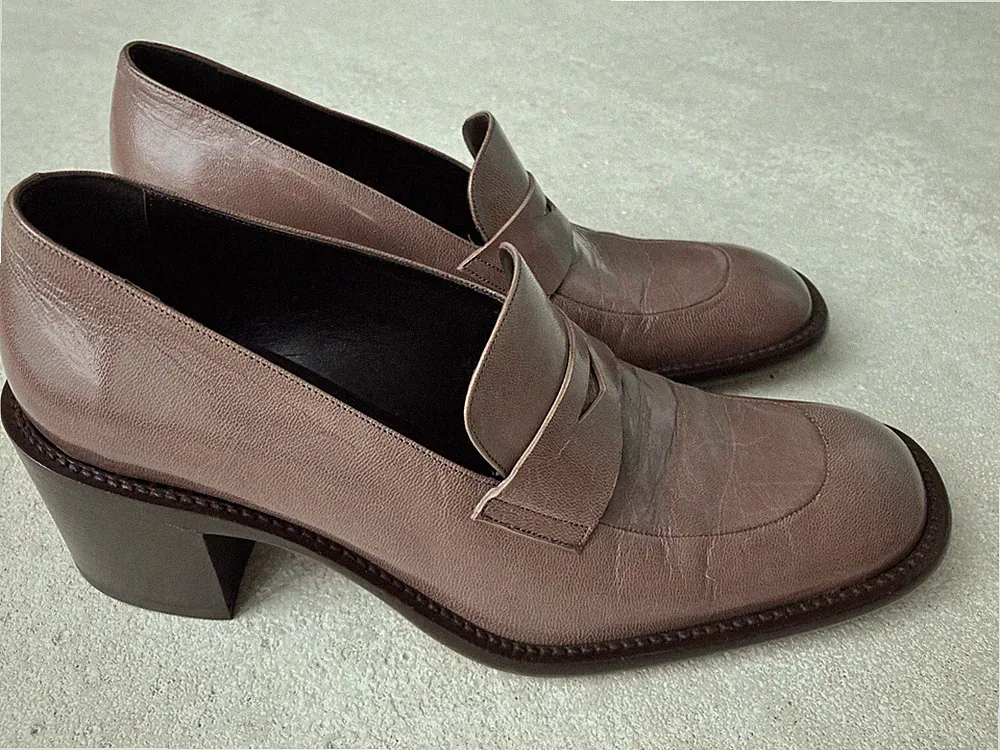 MARE Pumps ungetragn Leder altrosa Gr.37,5 Ledersohle Penny Loafer made in Italy