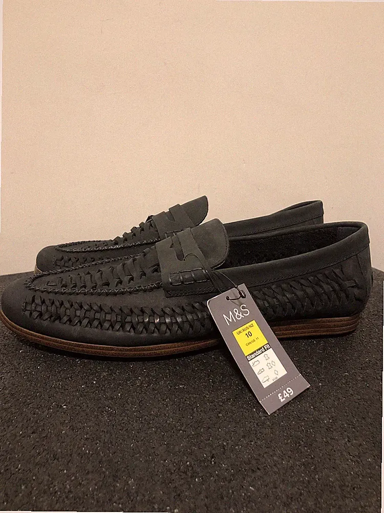 Marks & Spencer Leder geflochten Halbschuhe Mokassins Schuhe UK 10 49 £