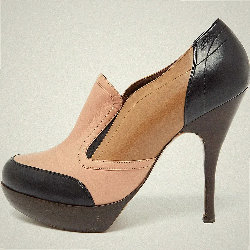 Marni Mehrfarbige Leder Plateau Loafer Pumps Größe 40