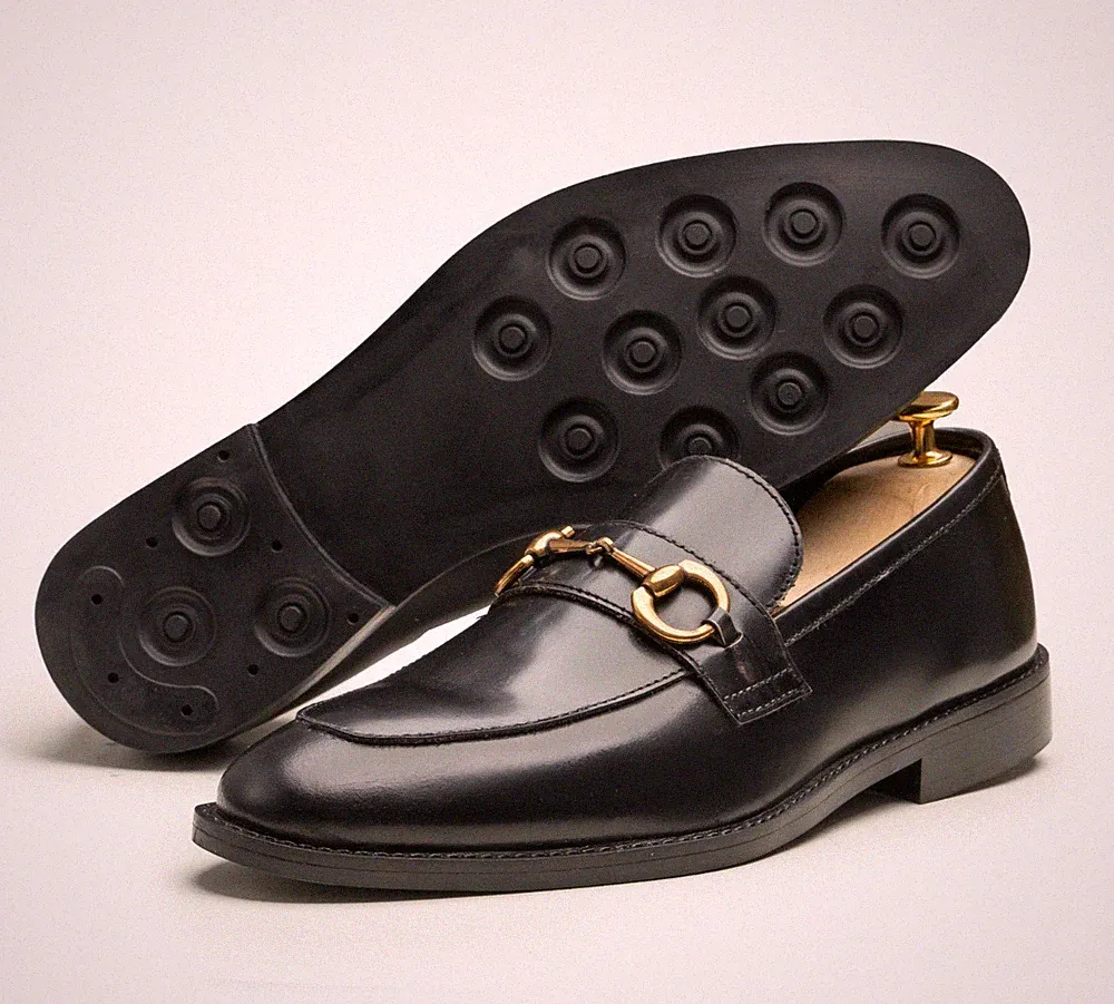 Maßgeschneiderte handgefertigte Premium Qualität weiches schwarzes Leder Slipper Halbschuhe elegante Schuhe