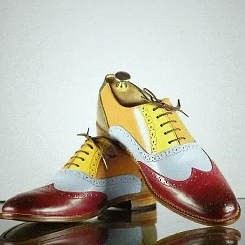 Maßgeschneiderte Oxford Schnürschuhe aus dreifarbigem Leder für Herren, Richel Style