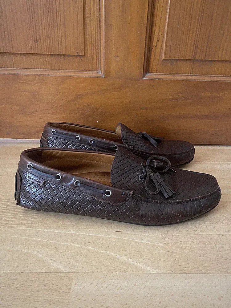 Massimo Dutti geflochtenes Leder Halbschuh Schuhe Herren UK 9 braun Quaste Fahren Freizeit