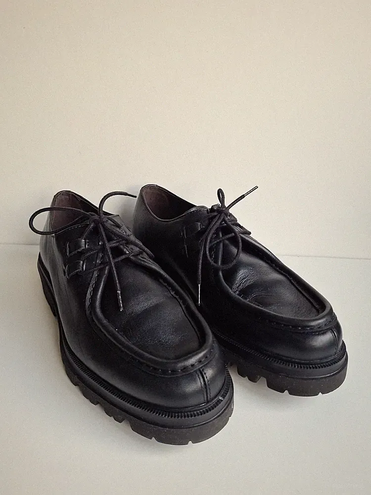 Massimo Dutti Herren Schwarz Leder Schuhe Halbschuhe Gr. 41 UK 7