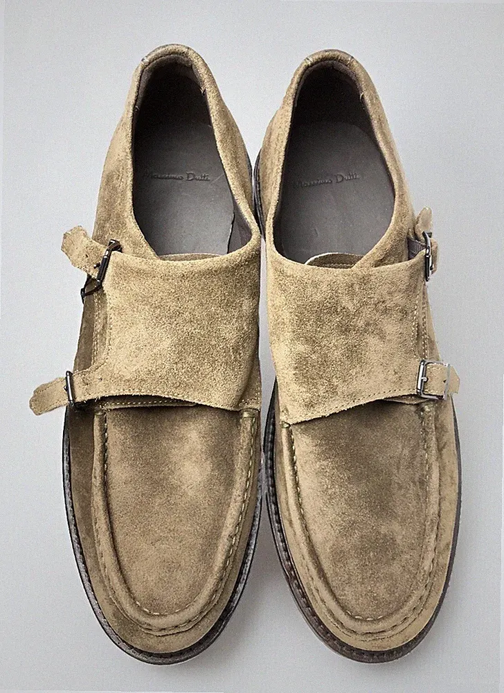 Massimo Dutti Wildleder Monk Strap Halbschuhe Schuhe Schnalle Braun EU45-45,5 UK11,5