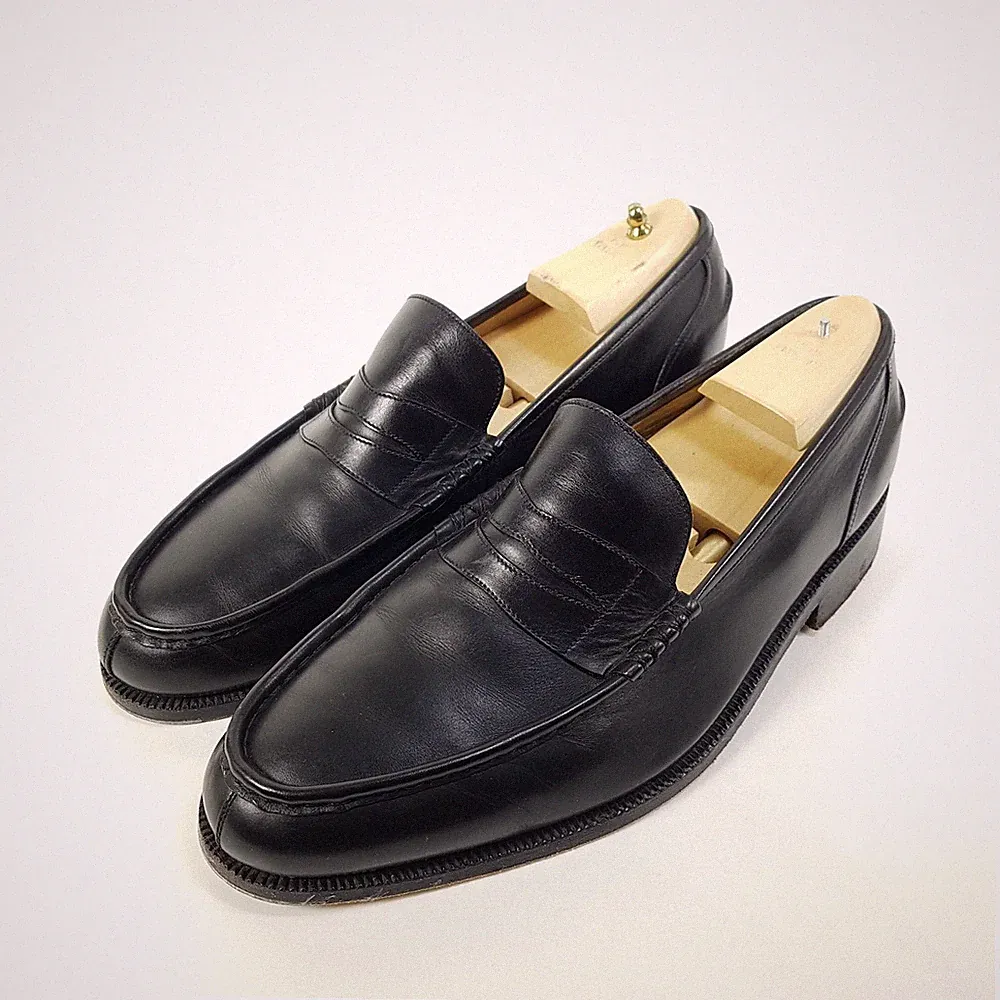 Materna Wien Penny Loafer Herren Gr. UK 10-10,5 EU 44,5-45 Schwarz Leder Slipper