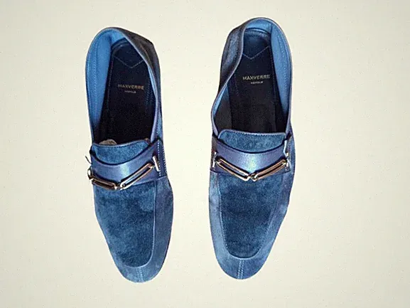 MaxVerre Herren Loafer Wildleder Schuhe Blau EU 40 | UK 6,5