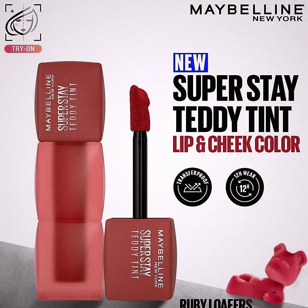 Maybelline NewYork Super Stay Teddy Tint - Lip and Cheek Color 5ml Ruby Loafers