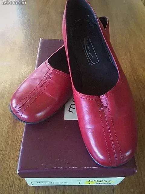 Medicus Damen Sensitive Füße Leder Halbschuhe, Komfort, S 37 rot Weite G