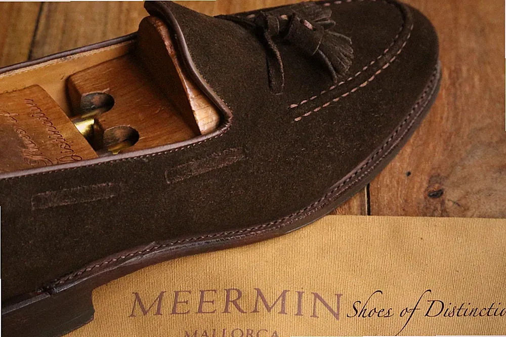 Meermin Braun Wildleder Quasten Halbschuhe Schuhe Herren UK 7,5 US 8,5 EU 41,5