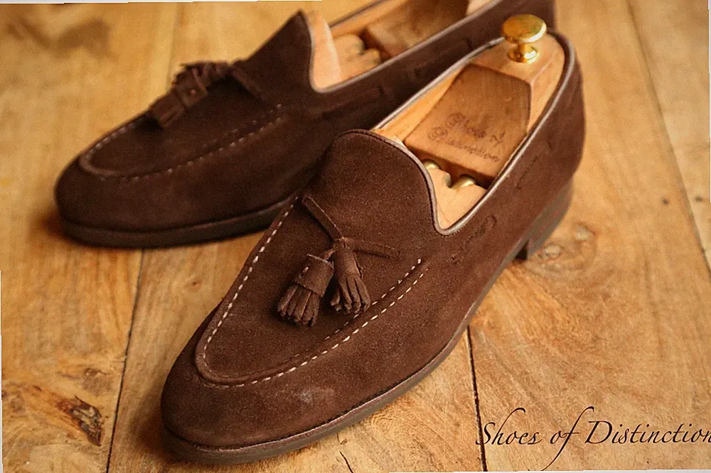 Meermin hellbraune Wildlederschuhe mit Quasten Halbschuhe Herren UK 8,5 US 9,5
