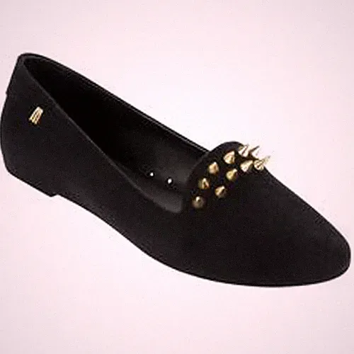Melissa flache Damenschuhe Pumps Größe 6 UK schwarz Halbschuhe goldfarben Spike Party