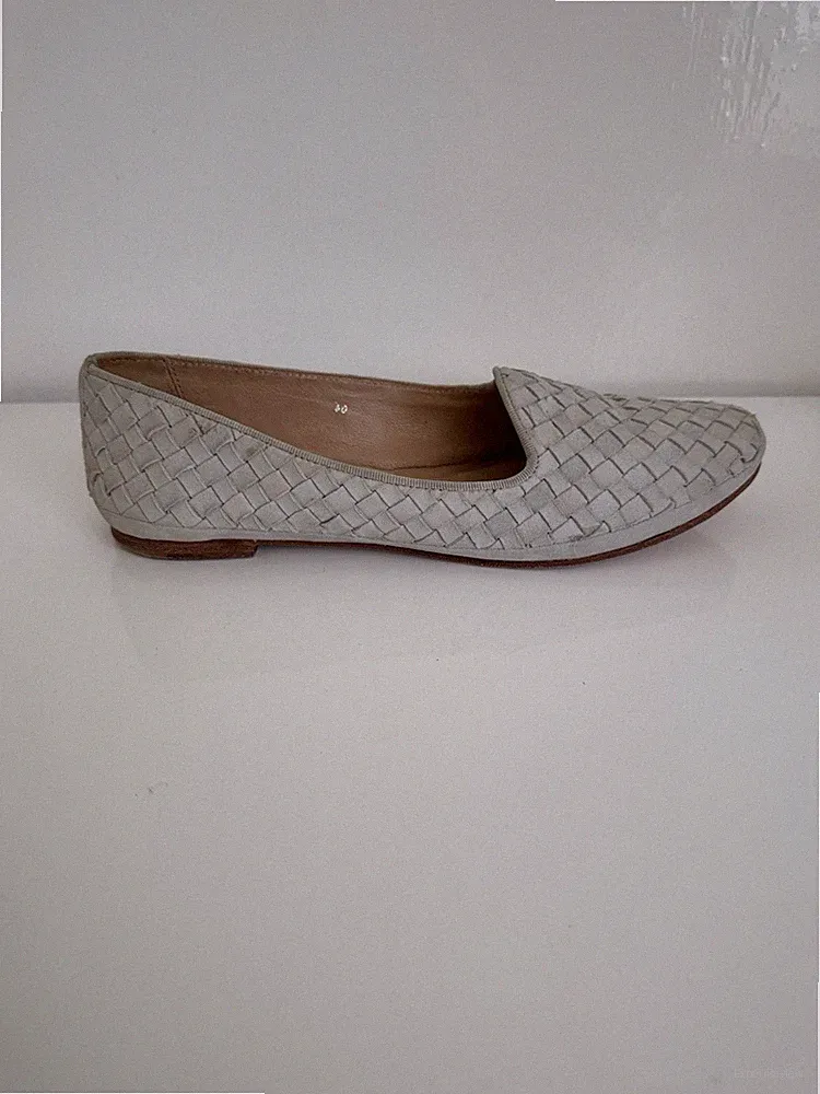 Melvin & Hamilton Damen Loafer Slipper Leder Geflochten Grau Gr. 40