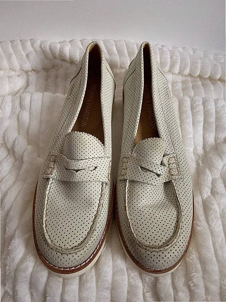 Melvin & Hamilton Damen Loafers Halbschuh Gr. 40 Creme Leder Top Zustand