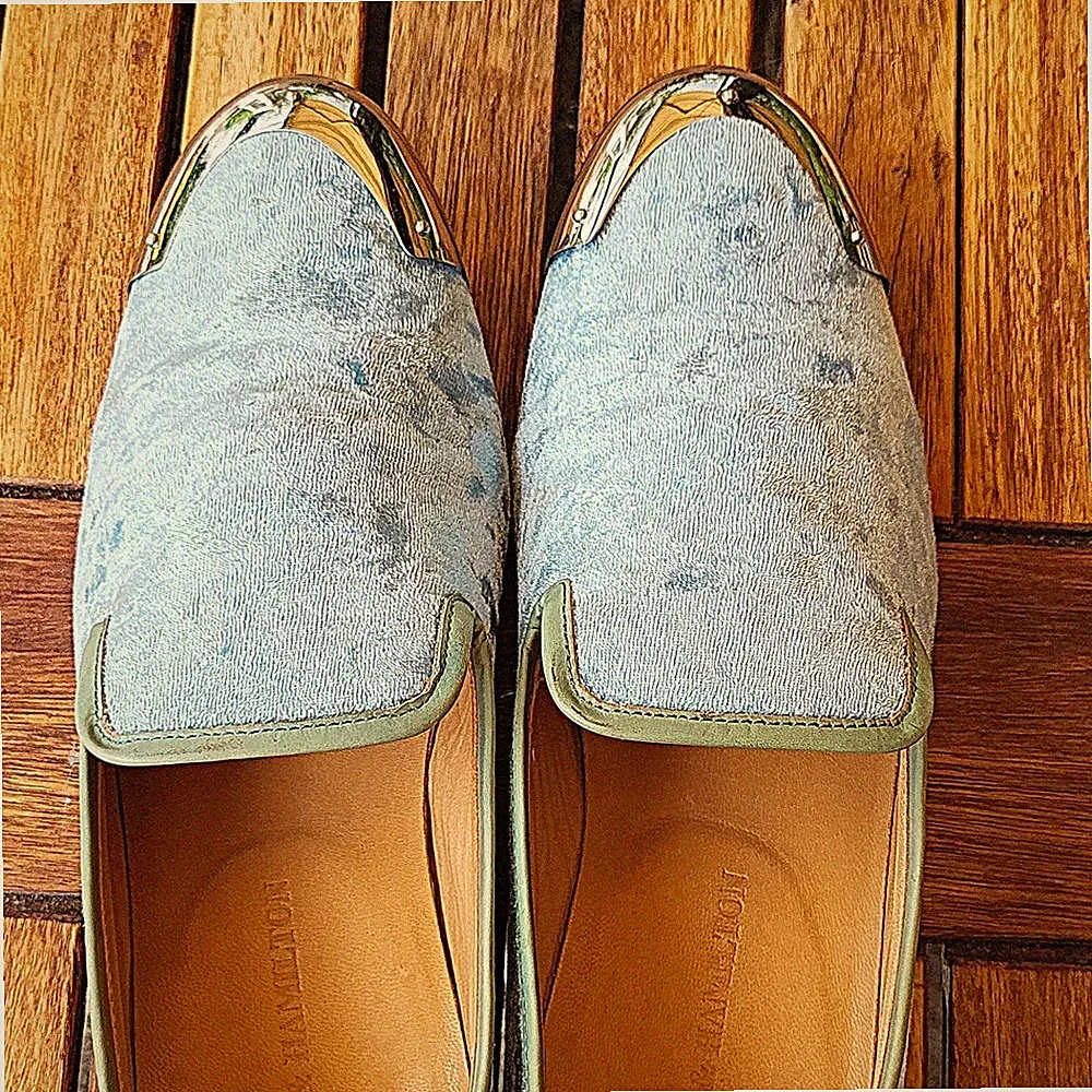Melvin & Hamilton Damen Slipper Loafer Wildleder blau Slip-On Karree EU 39