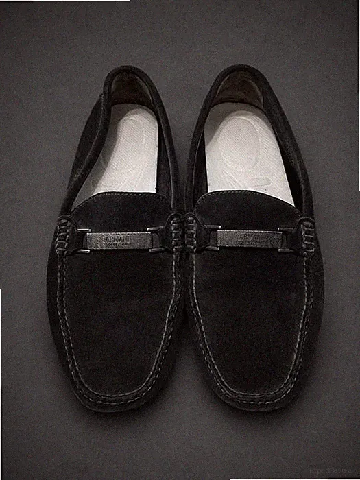 Men Armani Loafers Black Suede 46