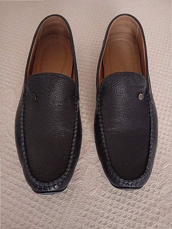 Men Baldinini Loafers Black Leather 40