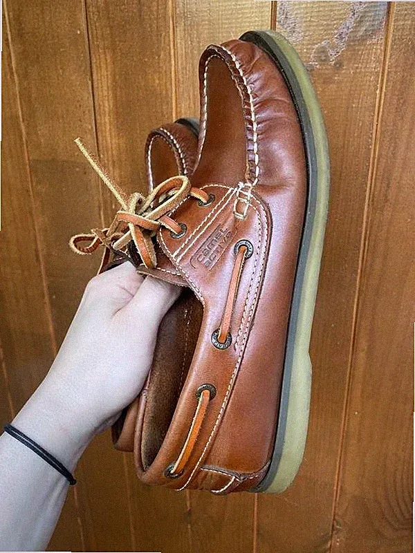 Men Camel Active Loafers Brown Leather 40.5
