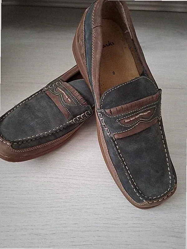 Men Clarks Loafers Navy Leather 40.5