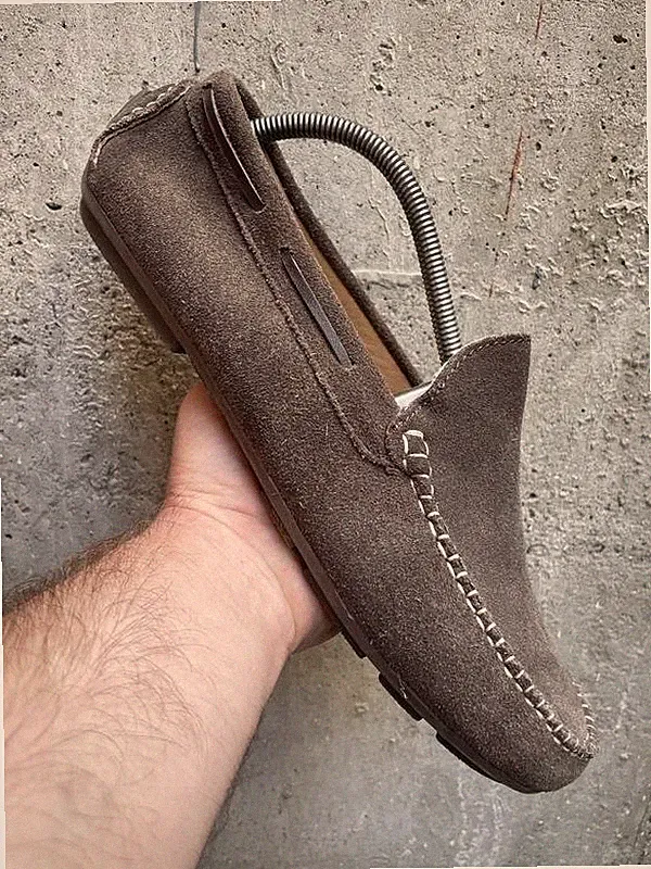 Men Ecco Loafers Brown Suede 43 #3S9F