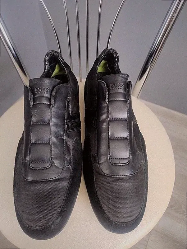 Men Hugo Boss Loafers Black Leather 46